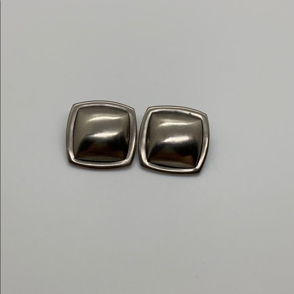 Silvertone domed square studs